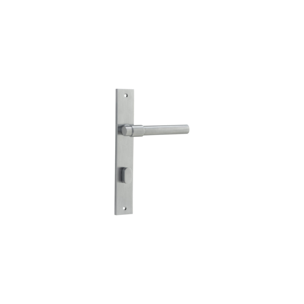 Door Lever Helsinki Rectangular Privacy Pair Brushed Chrome CTC85mm H240xW38xP44mm in Brushed Chrome