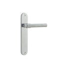 Door Lever Helsinki Oval Latch Pair Brushed Chrome H240xW40xP44mm in Brushed Chrome
