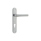 Door Lever Helsinki Oval Euro Pair Brushed Chrome CTC85mm H240xW40xP44mm in Brushed Chrome