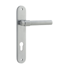 Door Lever Helsinki Oval Euro Pair Brushed Chrome CTC85mm H240xW40xP44mm in Brushed Chrome