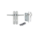 Door Lever Helsinki Oval Euro Pair Brushed Chrome CTC85mm H240xW40xP44mm Entrance Kit Mortice Lock Euro Brushed Chrome CTC85mm Backset 60mm, Euro Cylinder Key Thumb 6 Pin Brushed Chrome L70mm KA1 in Brushed Chrome