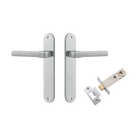 Door Lever Helsinki Oval Latch Pair Brushed Chrome H240xW40xP44mm Passage Kit Tube Latch Split Cam 'T' Striker Brushed Chrome Backset 60mm in Brushed Chrome
