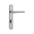 Door Lever Helsinki Oval Privacy Pair Brushed Chrome CTC85mm H240xW40xP44mm in Brushed Chrome