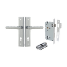 Door Lever Helsinki Stepped Euro Pair Brushed Chrome CTC85mm H237xW50xP44mm Entrance Kit Mortice Lock Euro Brushed Chrome CTC85mm Backset 60mm, Euro Cylinder Dual Function 5 Pin Brushed Chrome L65mm KA1 in Brushed Chrome