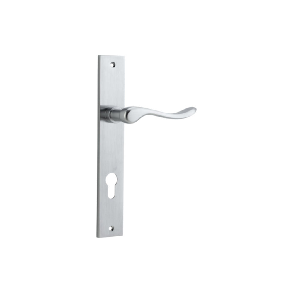 Door Lever Stirling Rectangular Euro Pair Brushed Chrome CTC85mm H240xW38xP64mm in Brushed Chrome