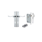Door Lever Stirling Rectangular Euro Pair Brushed Chrome CTC85mm H240xW38xP64mm Entrance Kit, Mortice Lock Euro Brushed Chrome CTC85mm Backset 60mm, Euro Cylinder Dual Function 5 Pin Brushed Chrome L65mm KA1 in Brushed Chrome
