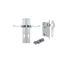 Door Lever Stirling Rectangular Euro Pair Brushed Chrome CTC85mm H240xW38xP64mm Entrance Kit, Mortice Lock Euro Brushed Chrome CTC85mm Backset 60mm, Euro Cylinder Key Thumb 6 Pin Brushed Chrome L70mm KA1 in Brushed Chrome