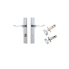 Door Lever Stirling Rectangular Privacy Pair Brushed Chrome CTC85mm H240xW38xP64mm Privacy Kit, Tube Latch Split Cam 'T' Striker Brushed Chrome Backset 60mm, Privacy Bolt Round Bolt Brushed Chrome Backset 60mm in Brushed Chrome