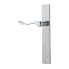Door Lever Stirling Rectangular Latch Left Hand Fixed Brushed Chrome L116xP62mm BPH240xW38mm in Brushed Chrome