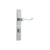 Door Lever Stirling Rectangular Privacy Pair Brushed Chrome CTC85mm H240xW38xP64mm in Brushed Chrome