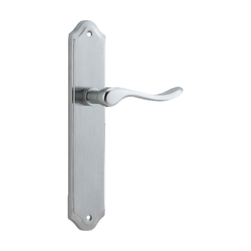 Door Lever Stirling Shouldered Latch Pair Brushed Chrome H250xW48xP64mm in Brushed Chrome
