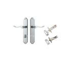 Door Lever Stirling Shouldered Privacy Pair Brushed Chrome CTC85mm H250xW48xP64mm Privacy Kit Tube Latch Split Cam 'T' Striker Brushed Chrome Backset 60mm, Privacy Bolt Round Bolt Brushed Chrome Backset 60mm in Brushed Chrome
