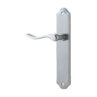 Door Lever Stirling Shouldered Latch Left Hand Fixed Brushed Chrome L116xP64mm BPH250xW48mm in Brushed Chrome