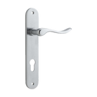 Door Lever Stirling Oval Euro Pair Brushed Chrome CTC85mm H240xW40xP64mm in Brushed Chrome