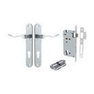 Door Lever Stirling Oval Euro Pair Brushed Chrome CTC85mm H240xW40xP64mm Entrance Kit Mortice Lock Euro Brushed Chrome CTC85mm Backset 60mm, Euro Cylinder Dual Function 5 Pin Brushed Chrome L65mm KA1 in Brushed Chrome