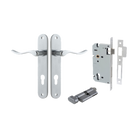 Door Lever Stirling Oval Euro Pair Brushed Chrome CTC85mm H240xW40xP64mm Entrance Kit Mortice Lock Euro Brushed Chrome CTC85mm Backset 60mm, Euro Cylinder Key Thumb 6 Pin Brushed Chrome L70mm KA1 in Brushed Chrome