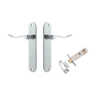 Door Lever Stirling Oval Latch Pair Brushed Chrome H240xW40xP64mm Passage Kit Tube Latch Split Cam 'T' Striker Brushed Chrome Backset 60mm in Brushed Chrome