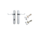 Door Lever Stirling Oval Privacy Pair Brushed Chrome CTC85mm H240xW40xP64mm Privacy Kit Tube Latch Split Cam 'T' Striker Brushed Chrome Backset 60mm, Privacy Bolt Round Bolt Brushed Chrome Backset 60mm in Brushed Chrome