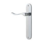 Door Lever Stirling Oval Latch Left Hand Fixed Brushed Chrome L116xP62mm BPH240xW40mm in Brushed Chrome