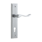 Door Lever Stirling Stepped Euro Pair Brushed Chrome CTC85mm H237xW50xP64mm in Brushed Chrome