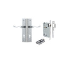 Door Lever Stirling Stepped Euro Pair Brushed Chrome CTC85mm H237xW50xP64mm Entrance Kit Mortice Lock Euro Brushed Chrome CTC85mm Backset 60mm, Euro Cylinder Dual Function 5 Pin Brushed Chrome L65mm KA1 in Brushed Chrome