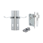 Door Lever Stirling Stepped Euro Pair Brushed Chrome CTC85mm H237xW50xP64mm Entrance Kit Mortice Lock Euro Brushed Chrome CTC85mm Backset 60mm, Euro Cylinder Dual Function 5 Pin Brushed Chrome L65mm KA1 in Brushed Chrome