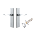 Door Lever Stirling Stepped Latch Pair Brushed Chrome H237xW50xP64mm Passage Kit Tube Latch Split Cam 'T' Striker Brushed Chrome Backset 60mm in Brushed Chrome
