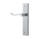Door Lever Stirling Stepped Latch Left Hand Fixed Brushed Chrome L116xP65mm BPH237xW50mm in Brushed Chrome