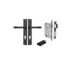Door Lever Sarlat Rectangular Euro Matt Black CTC85mm H240xW38xP55mm Entrance Kit, Mortice Lock Euro Matt Black CTC85mm Backset 60mm, Euro Cylinder Dual Function 5 Pin Matt Black L65mm KA1 in Matt Black