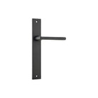 Pair of Iver Baltimore lever door handles on rectangular backplates, featuring sleek, modern metal design for interior doors.
