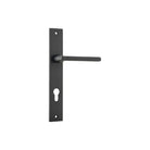 Pair of Iver Baltimore lever door handles on rectangular backplates, showcasing sleek metal design and polished finish.