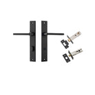 Pair of Iver Baltimore lever door handles on rectangular backplates, shown in a sleek, modern design suitable for contemporary interiors.