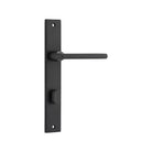 Pair of Iver Baltimore lever door handles on rectangular backplates, showcasing modern black finish and sleek design.
