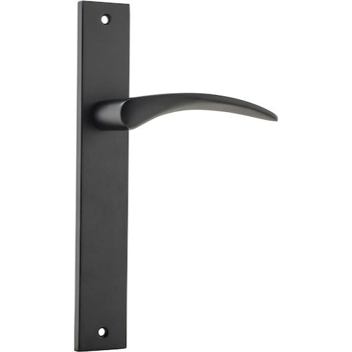 Door Lever Oxford on Long Backplate Matt Black H240xW38xP60mm in Matt Black