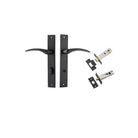 Door Lever Oxford Rectangular Privacy Matt Black CTC85mm H240xW38xP60mm Privacy Kit, Tube Latch Split Cam 'T' Striker Matt Black Backset 60mm, Privacy Bolt Round Bolt Matt Black Backset 60mm in Matt Black