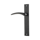 Door Lever Oxford Rectangular Latch Left Hand Fixed Matt Black L125xP60mm BPH240xW38mm in Matt Black