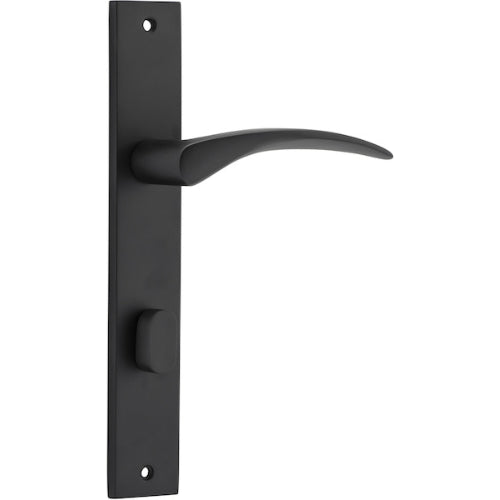 Door Lever Oxford Rectangular Privacy Matt Black CTC85mm H240xW38xP60mm in Matt Black
