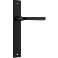 Door Lever Annecy on Long Backplate Matt Black H237xW50xP65mm in Matt Black