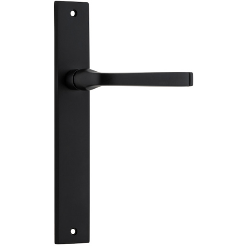 Door Lever Annecy on Long Backplate Matt Black H237xW50xP65mm in Matt Black