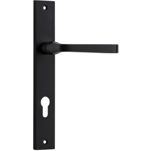 Door Lever Annecy Rectangular Euro Matt Black CTC85mm H237xW50xP65mm in Matt Black
