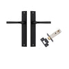 Door Lever Annecy Rectangular Latch Matt Black H240xW38xP65mm Passage Kit, Tube Latch Split Cam 'T' Striker Matt Black Backset 60mm in Matt Black