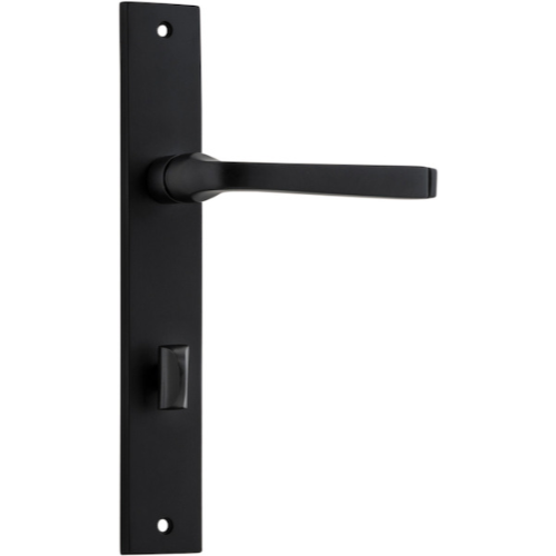 Door Lever Annecy Rectangular Privacy Matt Black CTC85mm H237xW50xP65mm in Matt Black