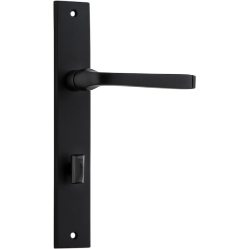 Pair of Iver Annecy lever handles with rectangular backplates, featuring elegant design and polished finish for door hardware.