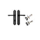 Door Lever Sarlat Shouldered Privacy Matt Black CTC85mm H250xW48xP57mm Privacy Kit Tube Latch Split Cam 'T' Striker Matt Black Backset 60mm, Privacy Bolt Round Bolt Matt Black Backset 60mm in Matt Black