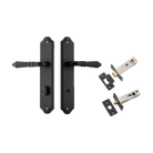 Door Lever Sarlat Shouldered Privacy Matt Black CTC85mm H250xW48xP57mm Privacy Kit Tube Latch Split Cam 'T' Striker Matt Black Backset 60mm, Privacy Bolt Round Bolt Matt Black Backset 60mm in Matt Black