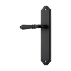 Door Lever Sarlat Shouldered Latch Left Hand Fixed Matt Black L111xP55mm BPH250xW48mm in Matt Black