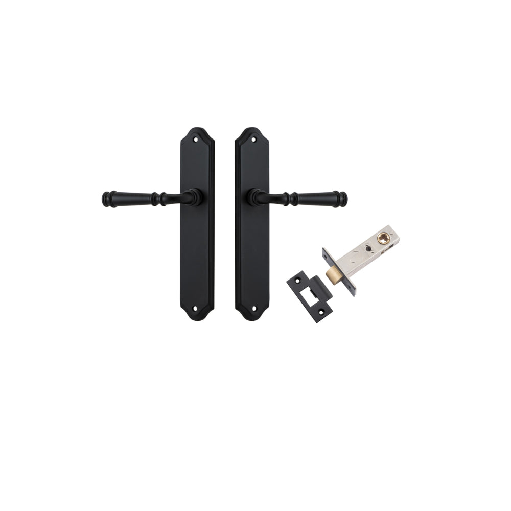 Door Lever Verona Shouldered Latch Matt Black H240xW50xP59mm Passage Kit Tube Latch Split Cam 'T' Striker Matt Black Backset 60mm in Matt Black