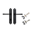 Door Lever Verona Shouldered Privacy Matt Black CTC85mm H240xW50xP59mm Inbuilt Privacy Kit Tube Latch Split Cam 'T' Striker Matt Black Backset 60mm, Privacy Bolt Round Bolt Matt Black Backset 60mm in Matt Black