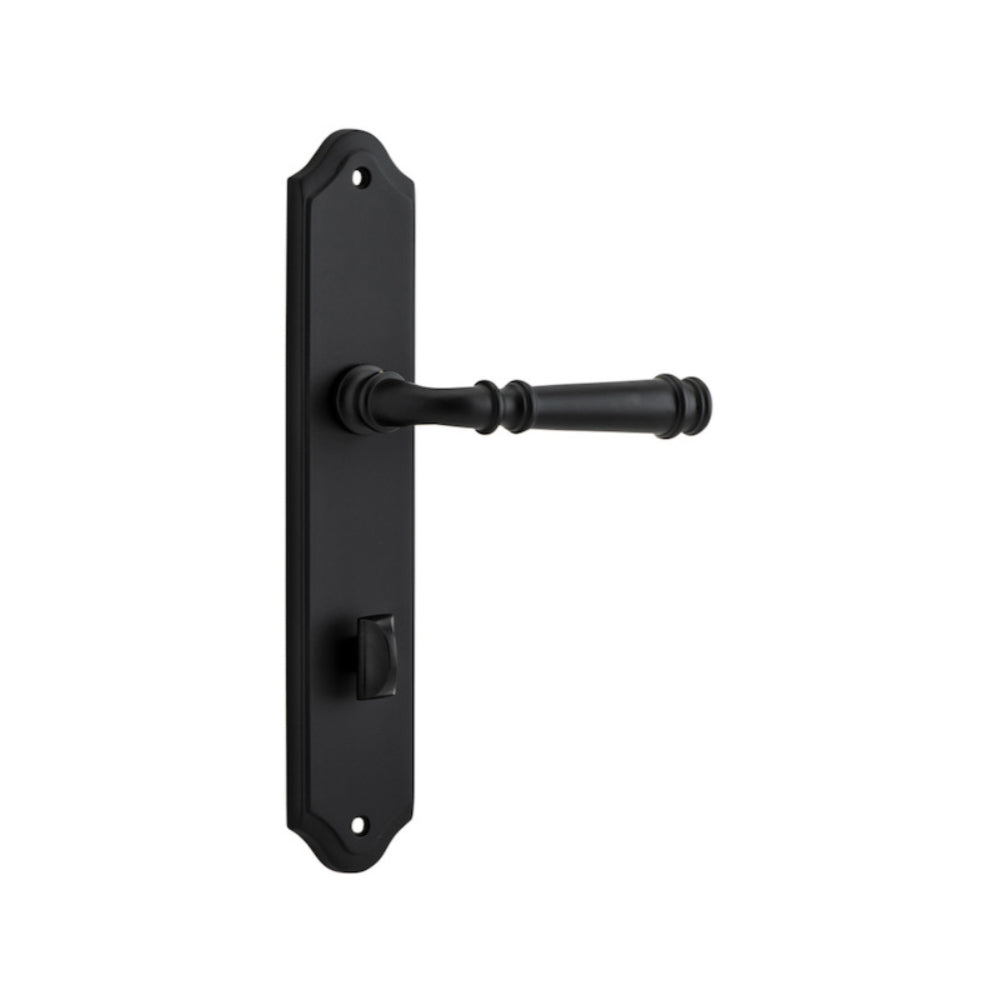 Door Lever Verona Shouldered Privacy Matt Black CTC85mm H237xW50xP59mm in Matt Black