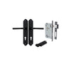 Door Lever Annecy Shouldered Euro Matt Black CTC85mm H240xW50xP65mm Entrance Kit Mortice Lock Euro Matt Black CTC85mm Backset 60mm, Euro Cylinder Key Thumb 6 Pin Matt Black L70mm KA1 in Matt Black